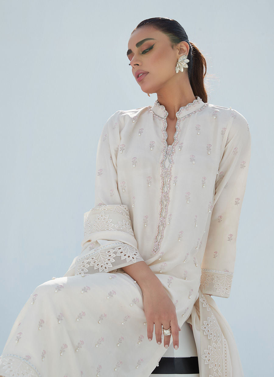 Farah Talib Aziz | Designer Picks 24 | ROSIE IVORY SHIRT AND DUPATTA by Farah Talib Aziz - Designer Dress - Type: Ladies Clothes - Available at Libayah - 100% Original