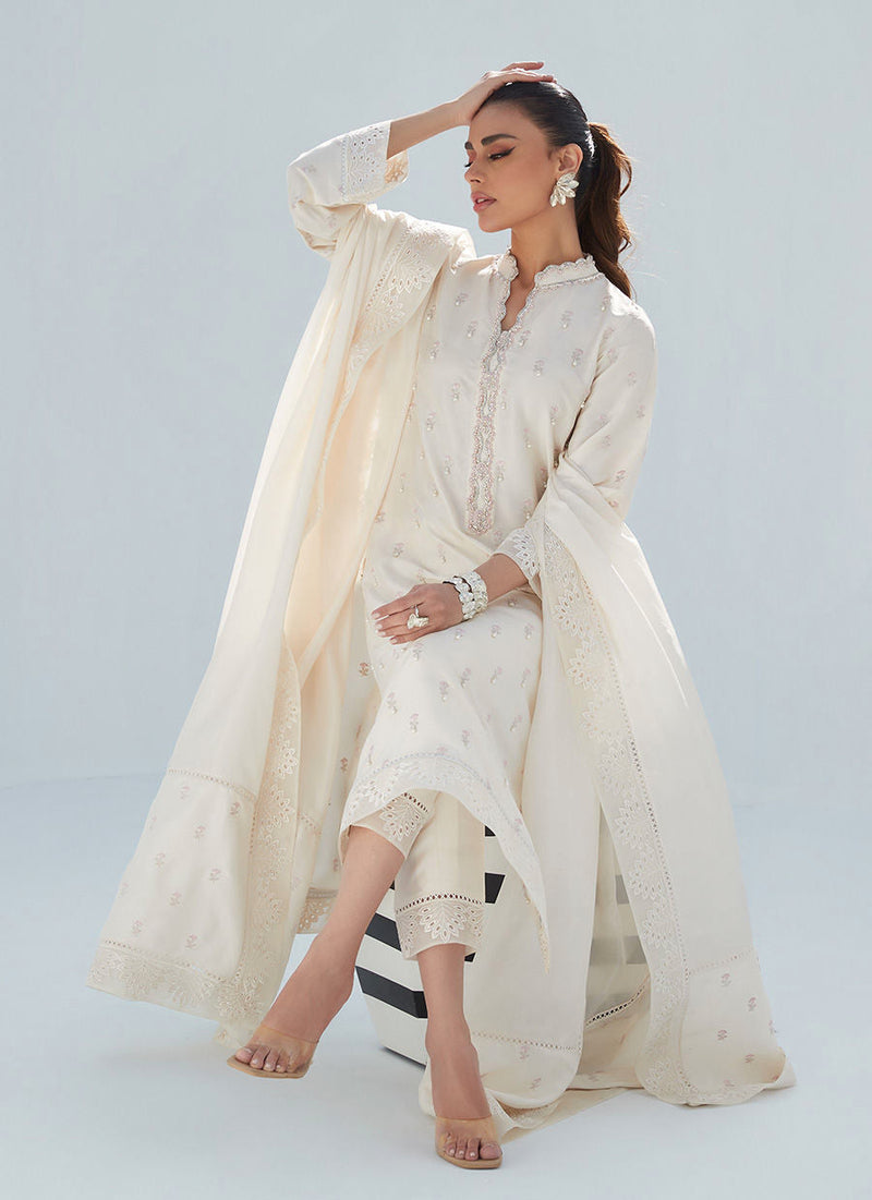 Farah Talib Aziz | Designer Picks 24 | ROSIE IVORY SHIRT AND DUPATTA by Farah Talib Aziz - Designer Dress - Type: Ladies Clothes - Available at Libayah - 100% Original