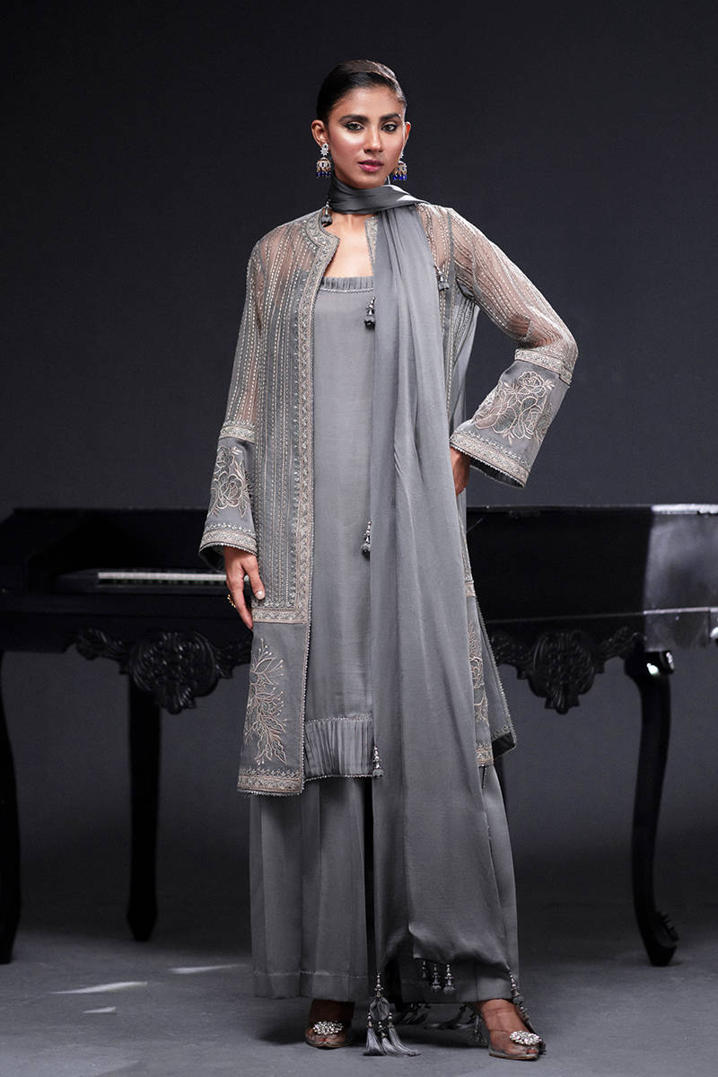 MNR | Chai Coffee Luxury Pret | Grey Eminance by MNR - Designer Dress - Type: Ladies Clothes - Available at Libayah - 100% Original