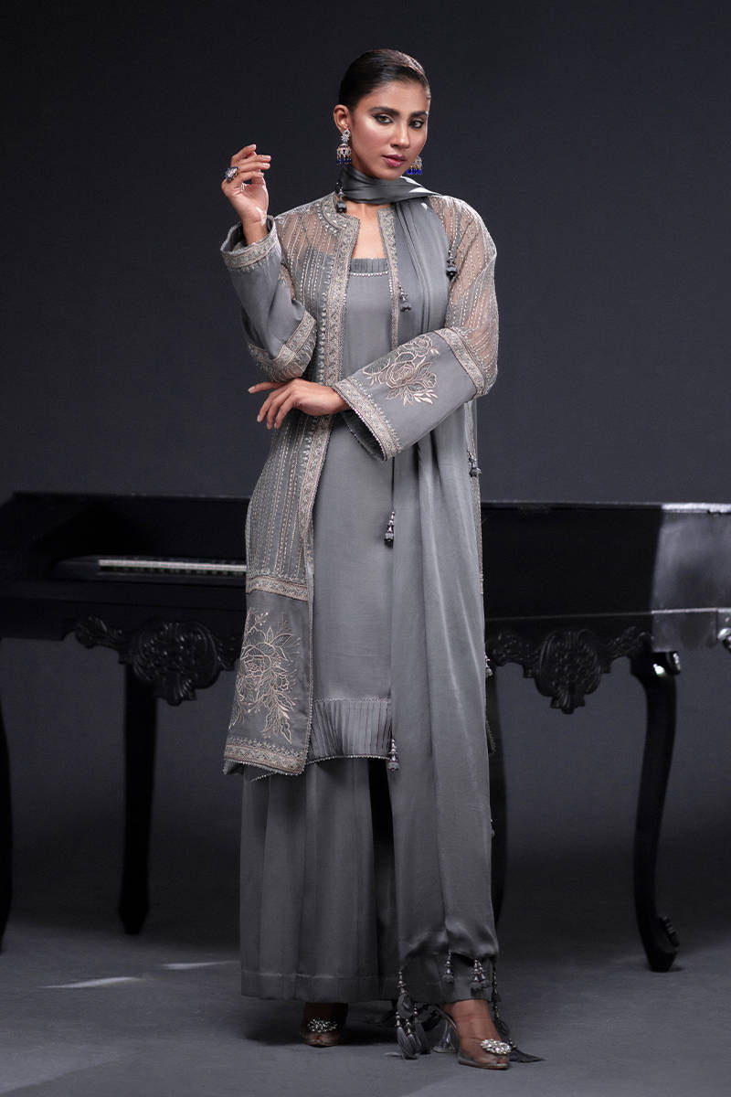 MNR | Chai Coffee Luxury Pret | Grey Eminance by MNR - Designer Dress - Type: Ladies Clothes - Available at Libayah - 100% Original