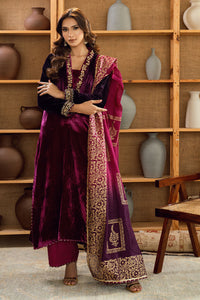 Fatima Khan | Warm Whisper Velvet 25 | Majestic Garnet by Farasha - Designer Dress  - Type : Ladies Clothes - Available at Libayah - 100% Original 