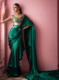 Zainab Chottani | Semi Formals | EMERALD TAUPE by Zainab Chottani - Designer Dress - Type: Ladies Clothes - Available at Libayah - 100% Original