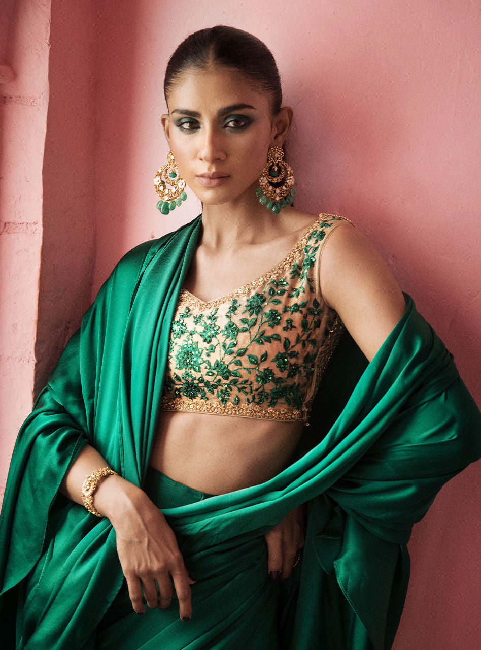 Zainab Chottani | Semi Formals | EMERALD TAUPE by Zainab Chottani - Designer Dress - Type: Ladies Clothes - Available at Libayah - 100% Original