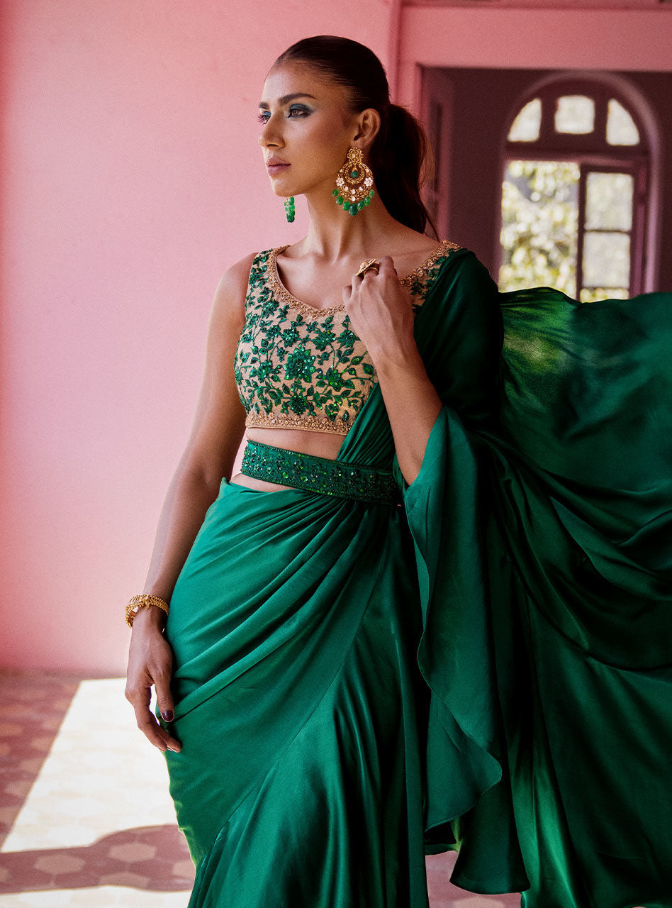 Zainab Chottani | Semi Formals | EMERALD TAUPE by Zainab Chottani - Designer Dress - Type: Ladies Clothes - Available at Libayah - 100% Original