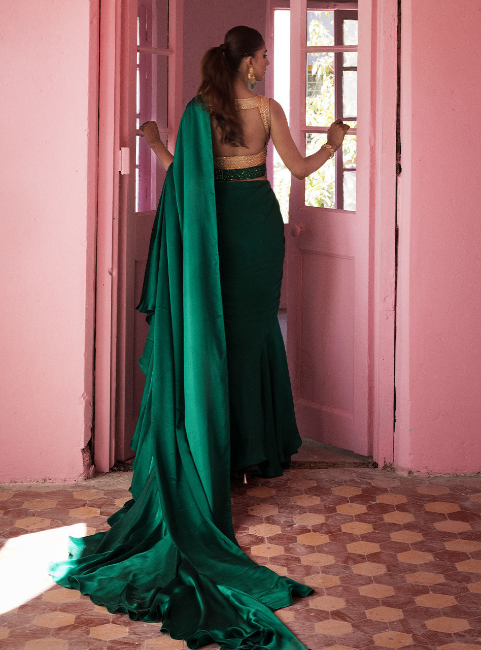 Zainab Chottani | Semi Formals | EMERALD TAUPE by Zainab Chottani - Designer Dress - Type: Ladies Clothes - Available at Libayah - 100% Original