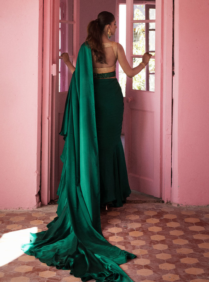 Zainab Chottani | Semi Formals | EMERALD TAUPE by Zainab Chottani - Designer Dress - Type: Ladies Clothes - Available at Libayah - 100% Original