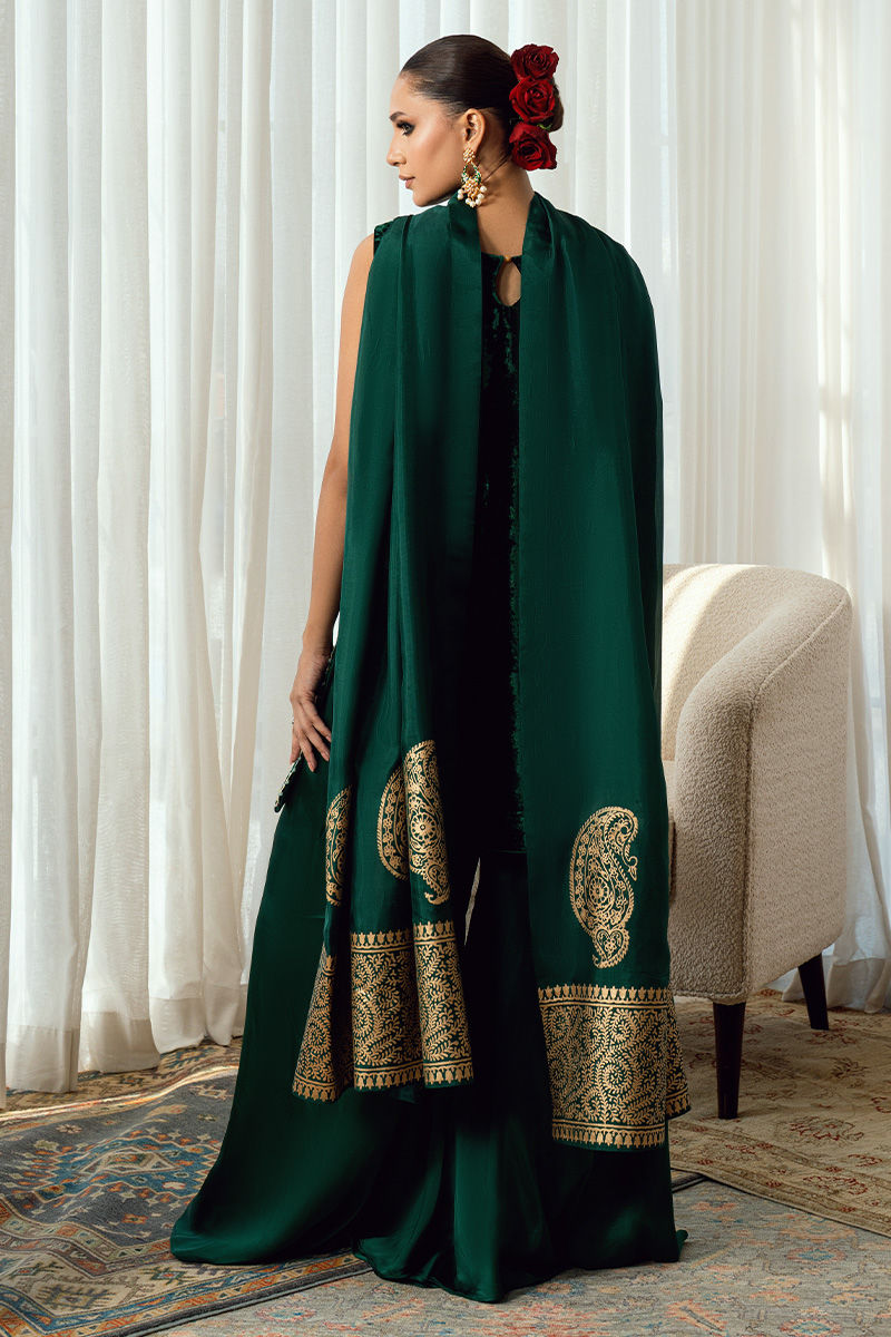 Fatima Khan | Warm Whisper Velvet 25 | Emerald Dusk by Fatima Khan - Designer Dress  - Type : Ladies Clothes - Available at Libayah - 100% Original 
