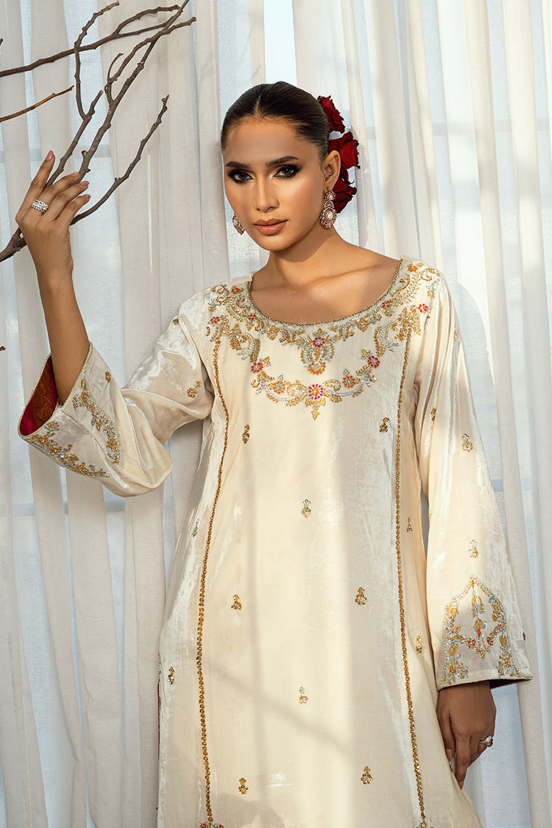 Fatima Khan | Warm Whisper Velvet 25 | Golden Grace by Fatima Khan - Designer Dress  - Type : Ladies Clothes - Available at Libayah - 100% Original 