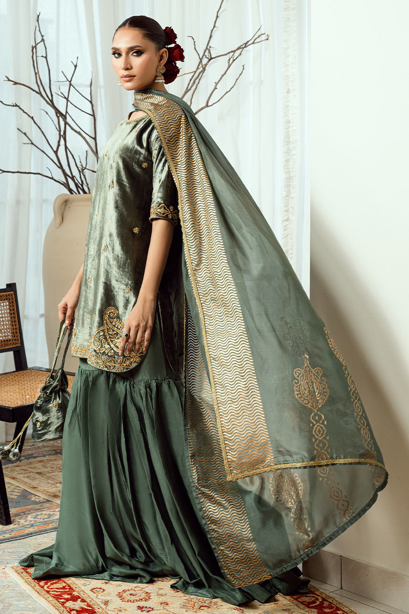 Fatima Khan | Warm Whisper Velvet 25 | Olive Dynasty by Fatima Khan - Designer Dress  - Type : Ladies Clothes - Available at Libayah - 100% Original 