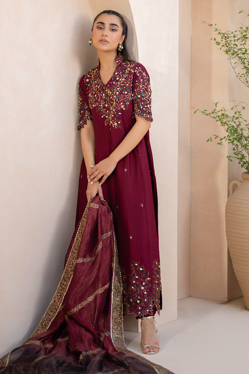 Ansab Jahangir | Luxury Silk Pret | CRIMSON by Ansab Jahangir - Designer Dress - Type: Ladies Clothes - Available at Libayah - 100% Original