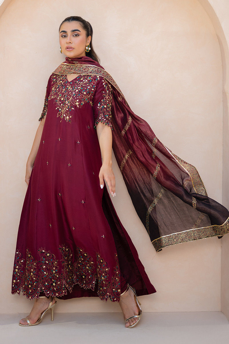 Ansab Jahangir | Luxury Silk Pret | CRIMSON by Ansab Jahangir - Designer Dress - Type: Ladies Clothes - Available at Libayah - 100% Original