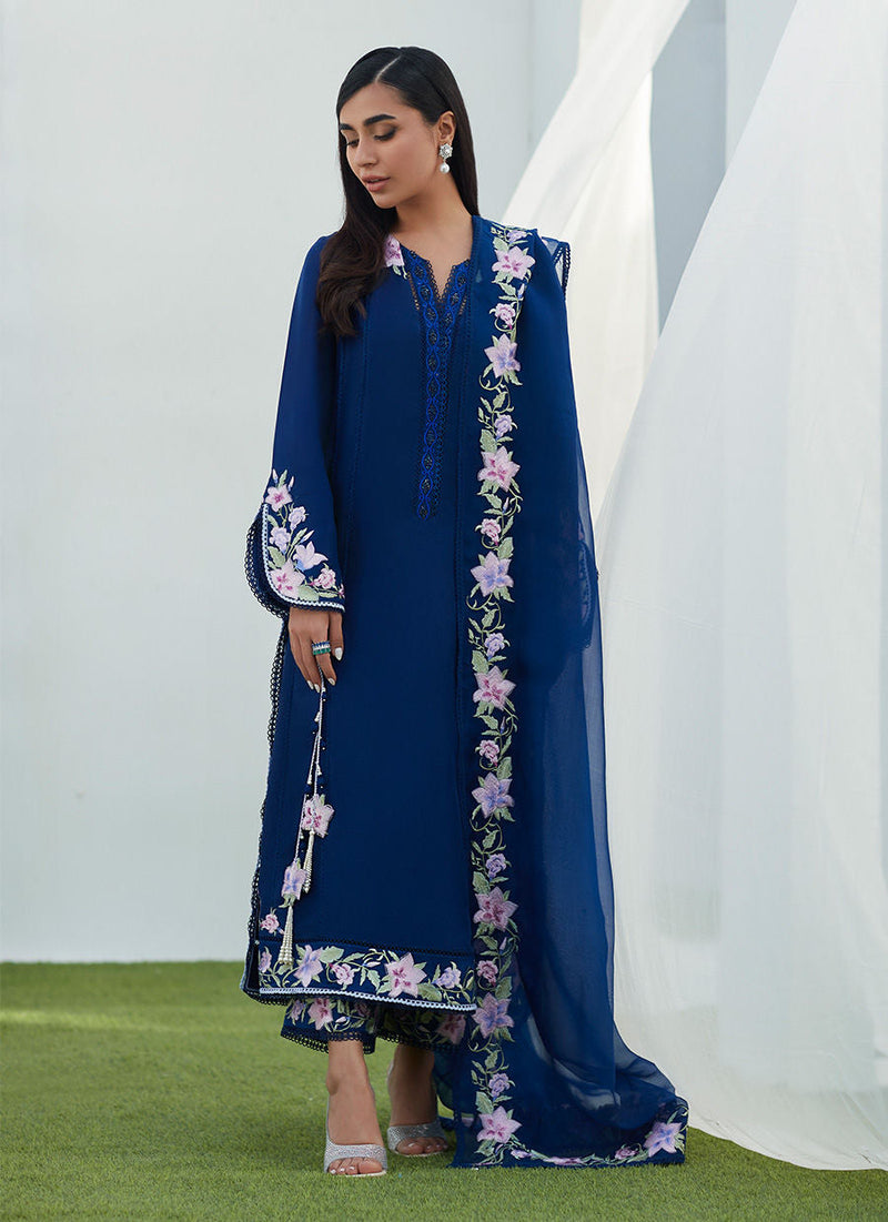 Farah Talib Aziz | Designer Picks 24 | HAN NAVY EMBROIDERED SHIRT AND DUPATTA by Farah Talib Aziz - Designer Dress - Type: Ladies Clothes - Available at Libayah - 100% Original