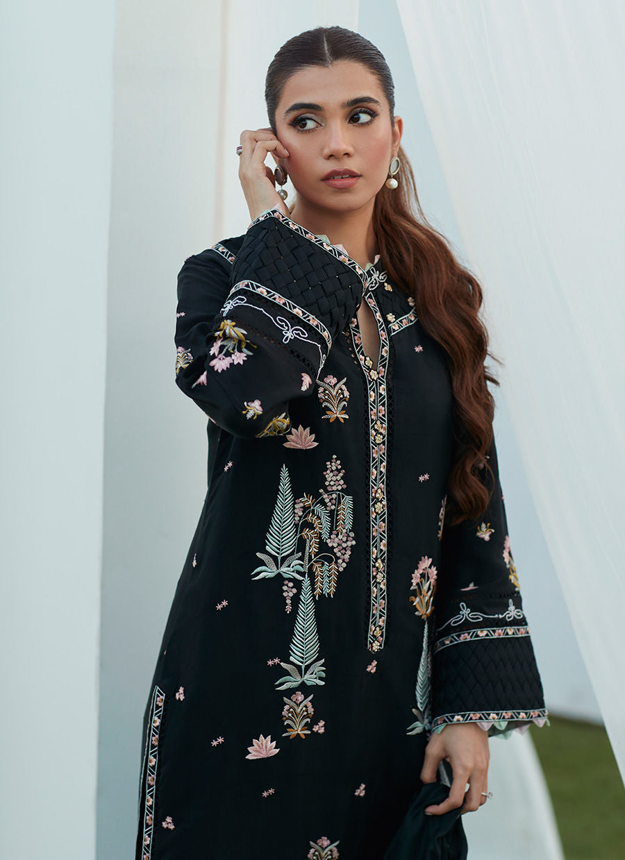 Farah Talib Aziz | Designer Picks 24 | PETRA BLACK EMBROIDERED SHIRT AND DUPATTA by Farah Talib Aziz - Designer Dress - Type: Ladies Clothes - Available at Libayah - 100% Original