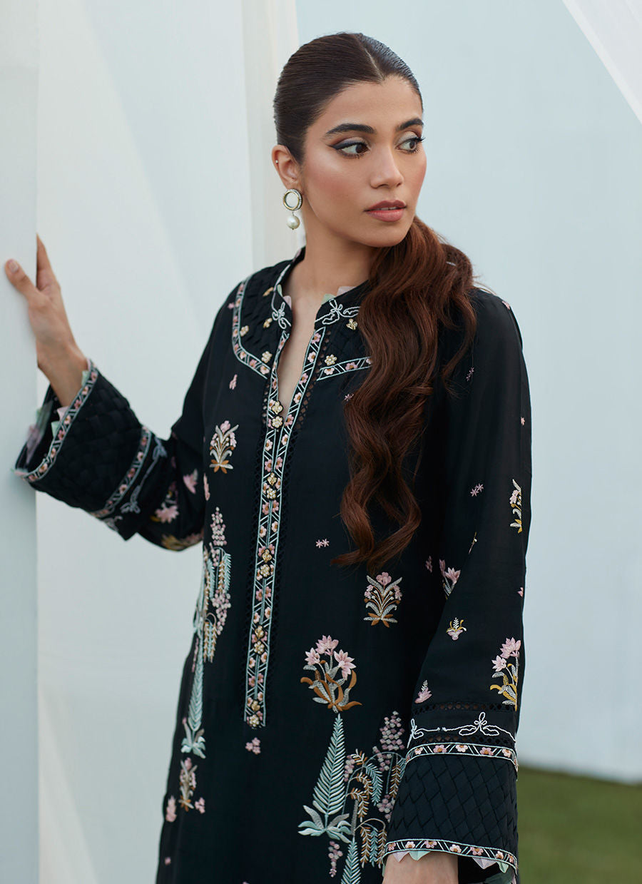 Farah Talib Aziz | Designer Picks 24 | PETRA BLACK EMBROIDERED SHIRT AND DUPATTA by Farah Talib Aziz - Designer Dress - Type: Ladies Clothes - Available at Libayah - 100% Original