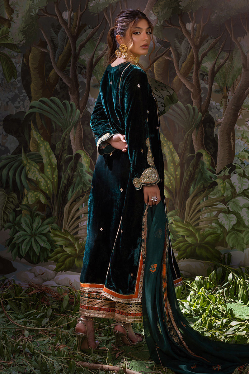 Ansab Jahangir | Bow Velvet Edit | ESMERALDA by Ansab Jahangir - Designer Dress - Type: Ladies Clothes - Available at Libayah - 100% Original