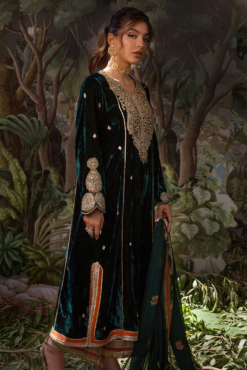 Ansab Jahangir | Bow Velvet Edit | ESMERALDA by Ansab Jahangir - Designer Dress - Type: Ladies Clothes - Available at Libayah - 100% Original
