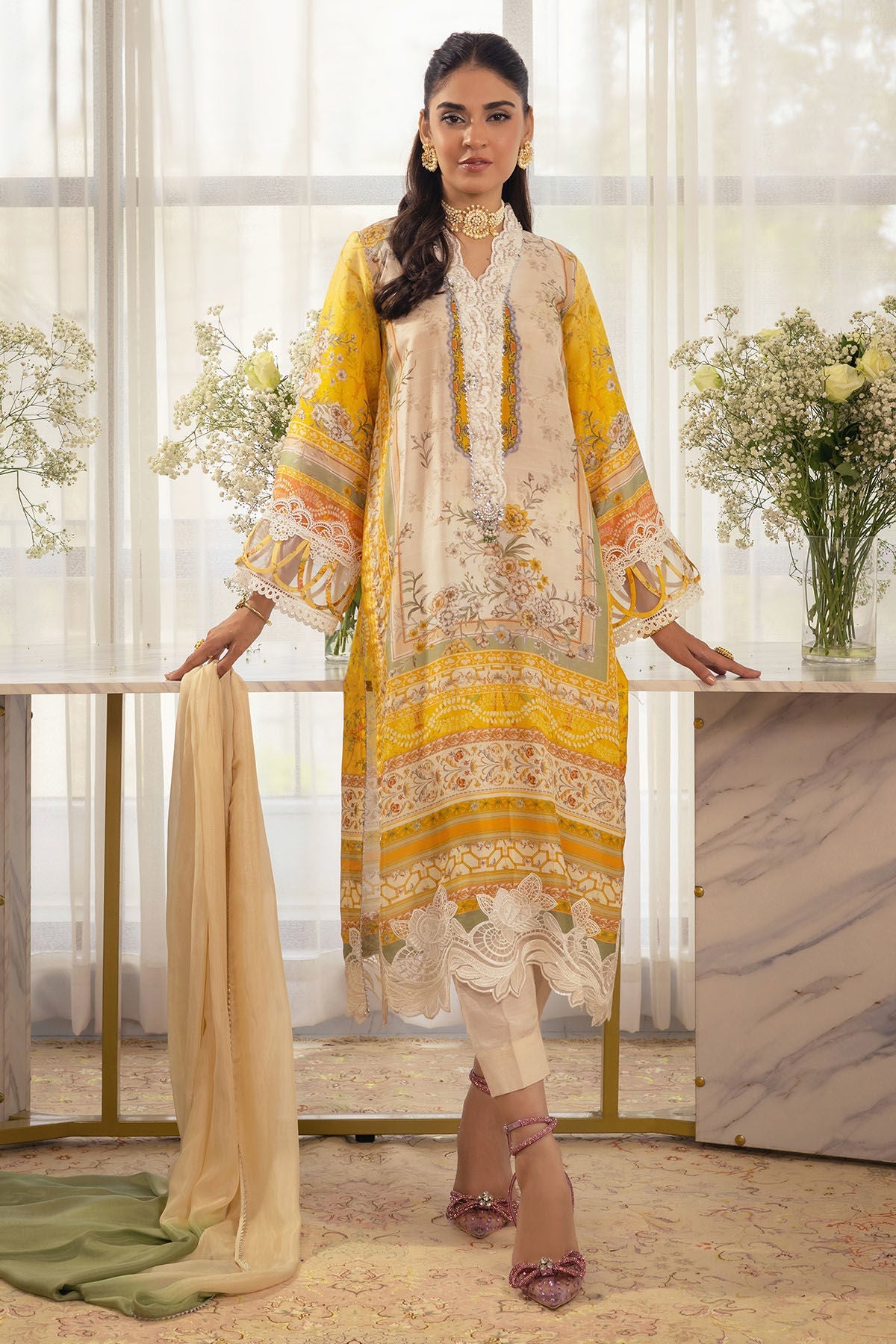 Annus Abrar | Luxe Silk Pret | ESMEYA - SHIRT AND DUPATTA by Annus Abrar - Designer Dress - Type: Ladies Clothes - Available at Libayah - 100% Original