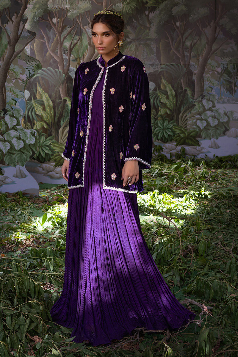 Ansab Jahangir | Bow Velvet Edit | IRISA by Ansab Jahangir - Designer Dress - Type: Ladies Clothes - Available at Libayah - 100% Original