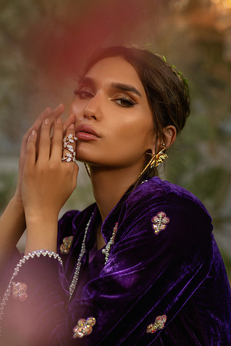 Ansab Jahangir | Bow Velvet Edit | IRISA by Ansab Jahangir - Designer Dress - Type: Ladies Clothes - Available at Libayah - 100% Original