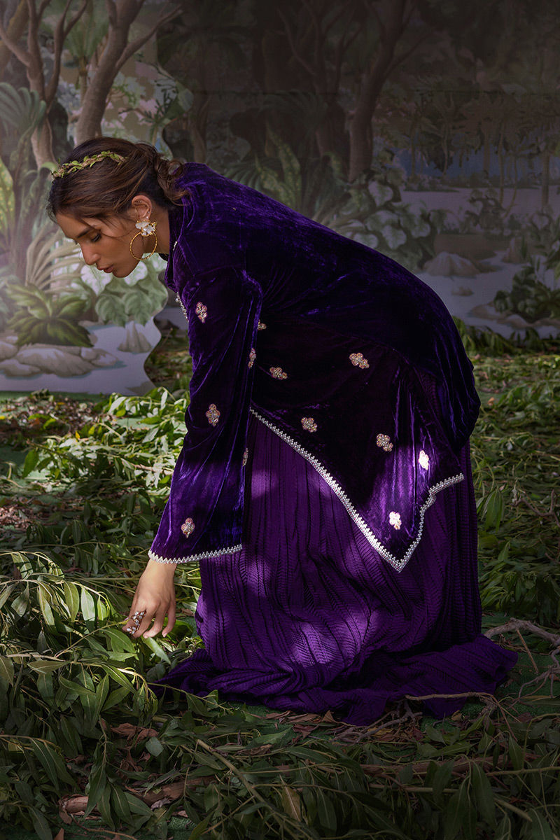 Ansab Jahangir | Bow Velvet Edit | IRISA by Ansab Jahangir - Designer Dress - Type: Ladies Clothes - Available at Libayah - 100% Original