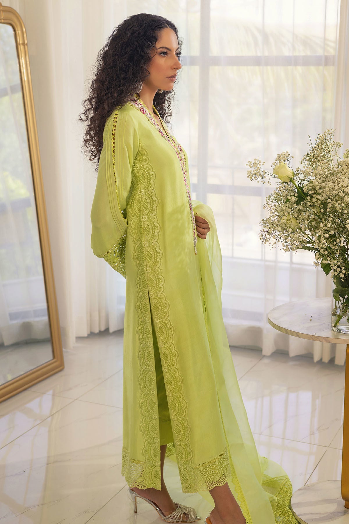 Annus Abrar | Designer Picks 24 | RAYLA KIWI GREEN - SHIRT AND PANTS by Annus Abrar - Designer Dress - Type: Ladies Clothes - Available at Libayah - 100% Original