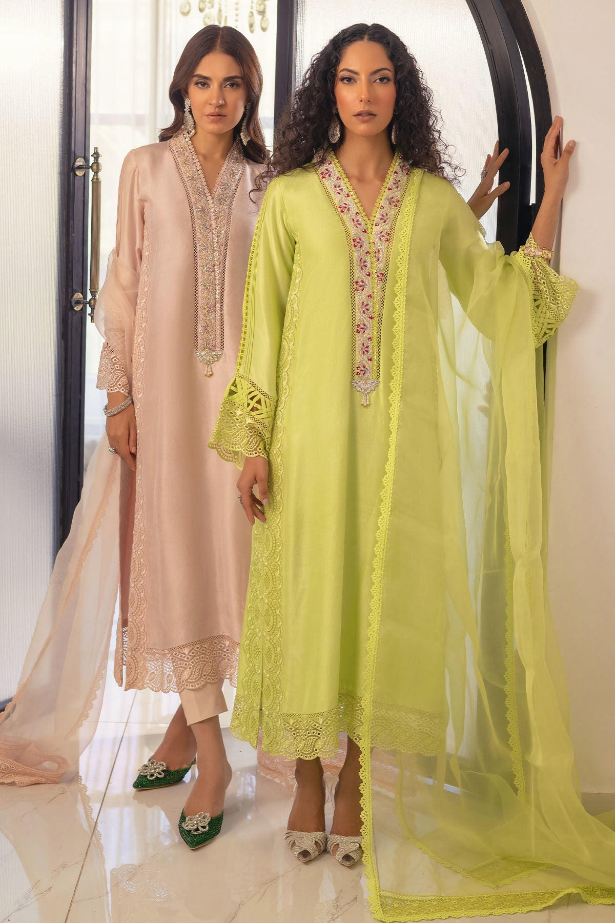Annus Abrar | Designer Picks 24 | RAYLA KIWI GREEN - SHIRT AND PANTS by Annus Abrar - Designer Dress - Type: Ladies Clothes - Available at Libayah - 100% Original