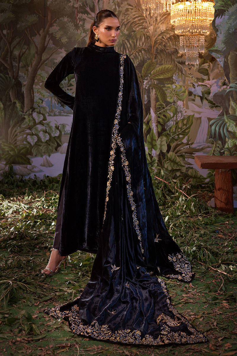 Ansab Jahangir | Bow Velvet Edit | NATALIA by Ansab Jahangir - Designer Dress - Type: Ladies Clothes - Available at Libayah - 100% Original