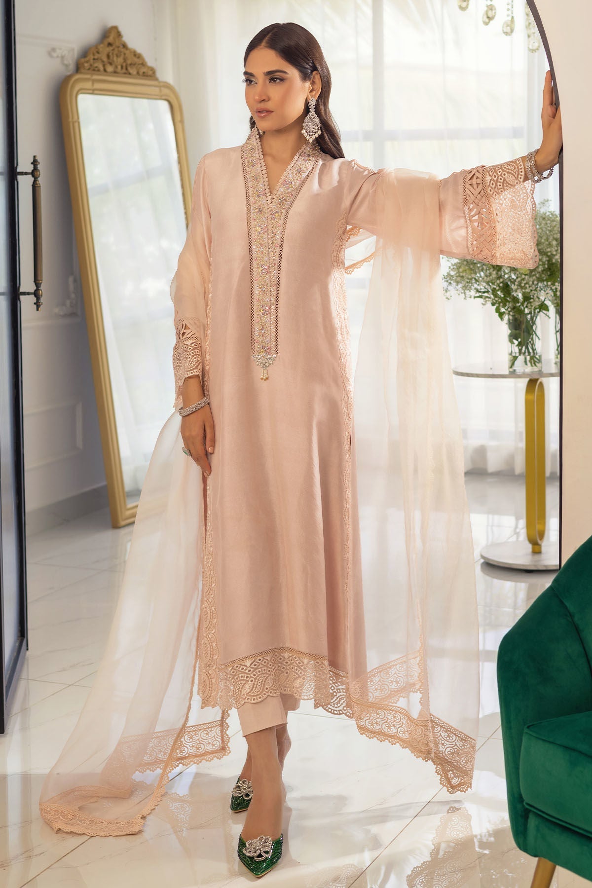 Annus Abrar | Designer Picks 24 | RAYLA SAND - SHIRT AND PANTS by Annus Abrar - Designer Dress - Type: Ladies Clothes - Available at Libayah - 100% Original