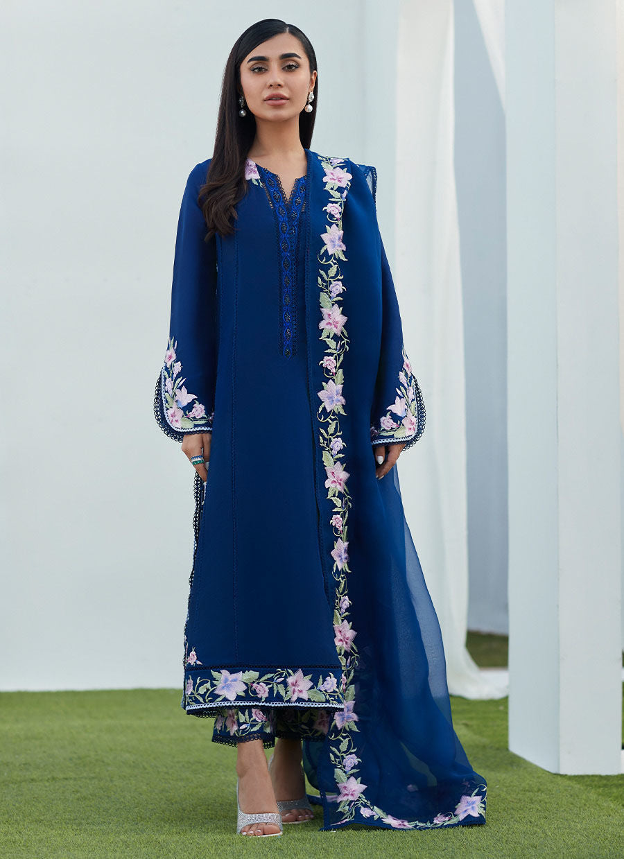 Farah Talib Aziz | Designer Picks 24 | HAN NAVY EMBROIDERED SHIRT AND DUPATTA by Farah Talib Aziz - Designer Dress - Type: Ladies Clothes - Available at Libayah - 100% Original