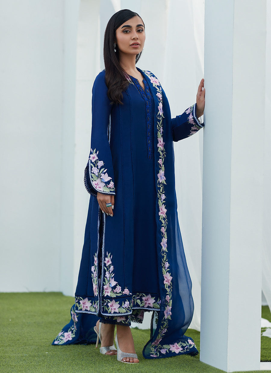 Farah Talib Aziz | Designer Picks 24 | HAN NAVY EMBROIDERED SHIRT AND DUPATTA by Farah Talib Aziz - Designer Dress - Type: Ladies Clothes - Available at Libayah - 100% Original