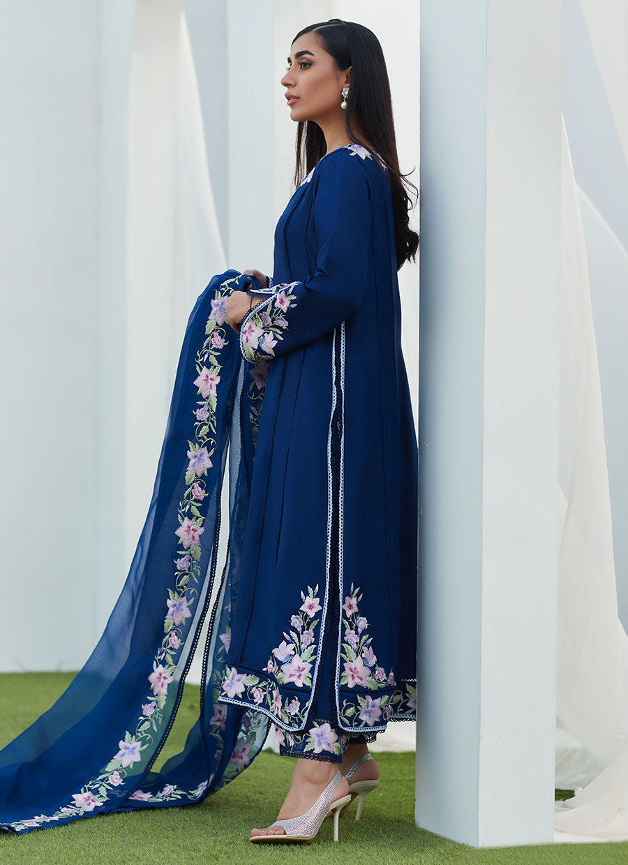 Farah Talib Aziz | Designer Picks 24 | HAN NAVY EMBROIDERED SHIRT AND DUPATTA by Farah Talib Aziz - Designer Dress - Type: Ladies Clothes - Available at Libayah - 100% Original