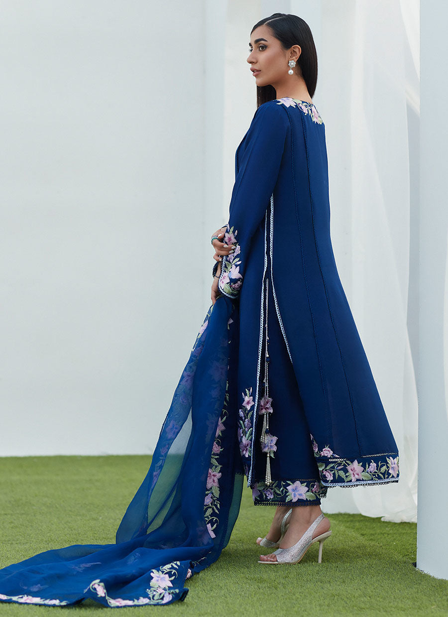 Farah Talib Aziz | Designer Picks 24 | HAN NAVY EMBROIDERED SHIRT AND DUPATTA by Farah Talib Aziz - Designer Dress - Type: Ladies Clothes - Available at Libayah - 100% Original