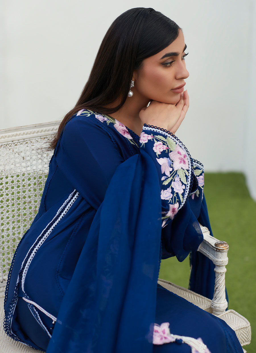 Farah Talib Aziz | Designer Picks 24 | HAN NAVY EMBROIDERED SHIRT AND DUPATTA by Farah Talib Aziz - Designer Dress - Type: Ladies Clothes - Available at Libayah - 100% Original