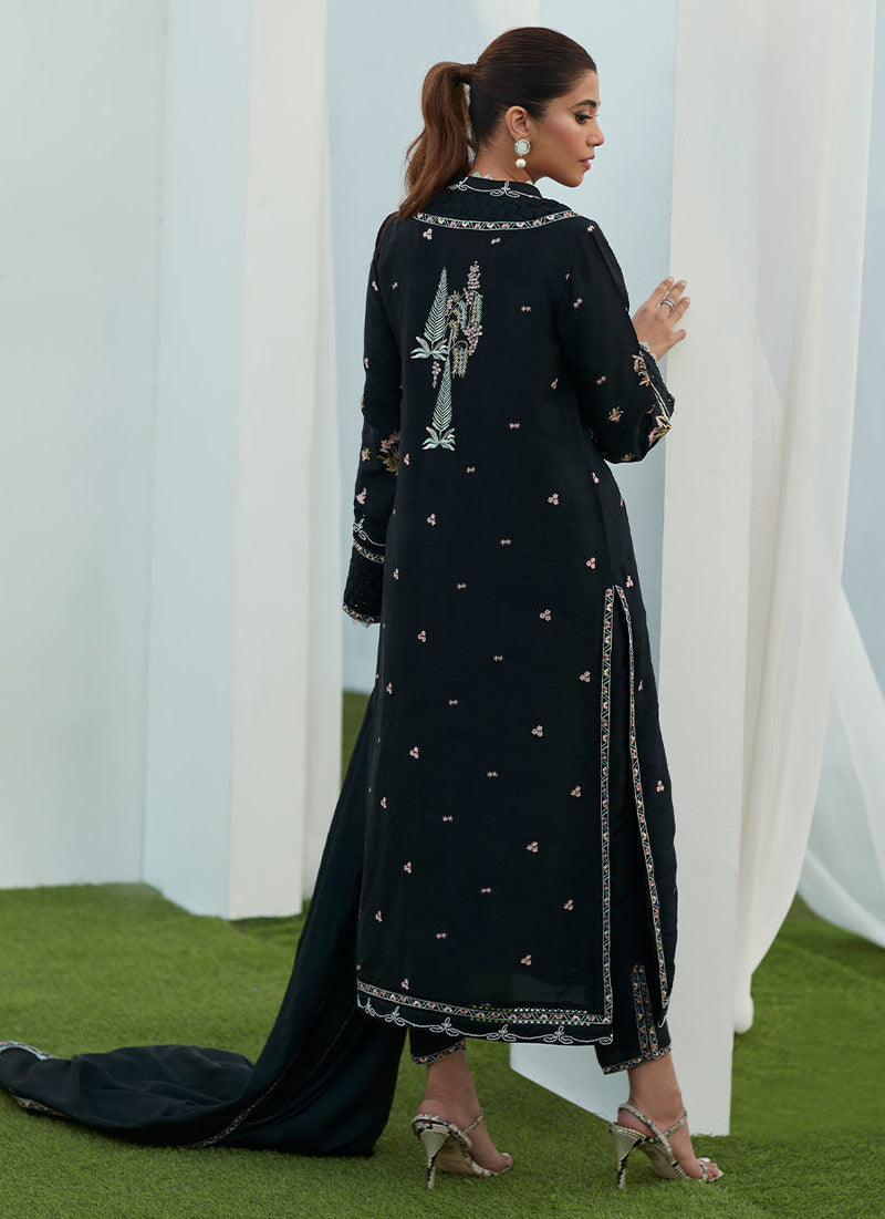 Farah Talib Aziz | Designer Picks 24 | PETRA BLACK EMBROIDERED SHIRT AND DUPATTA by Farah Talib Aziz - Designer Dress - Type: Ladies Clothes - Available at Libayah - 100% Original