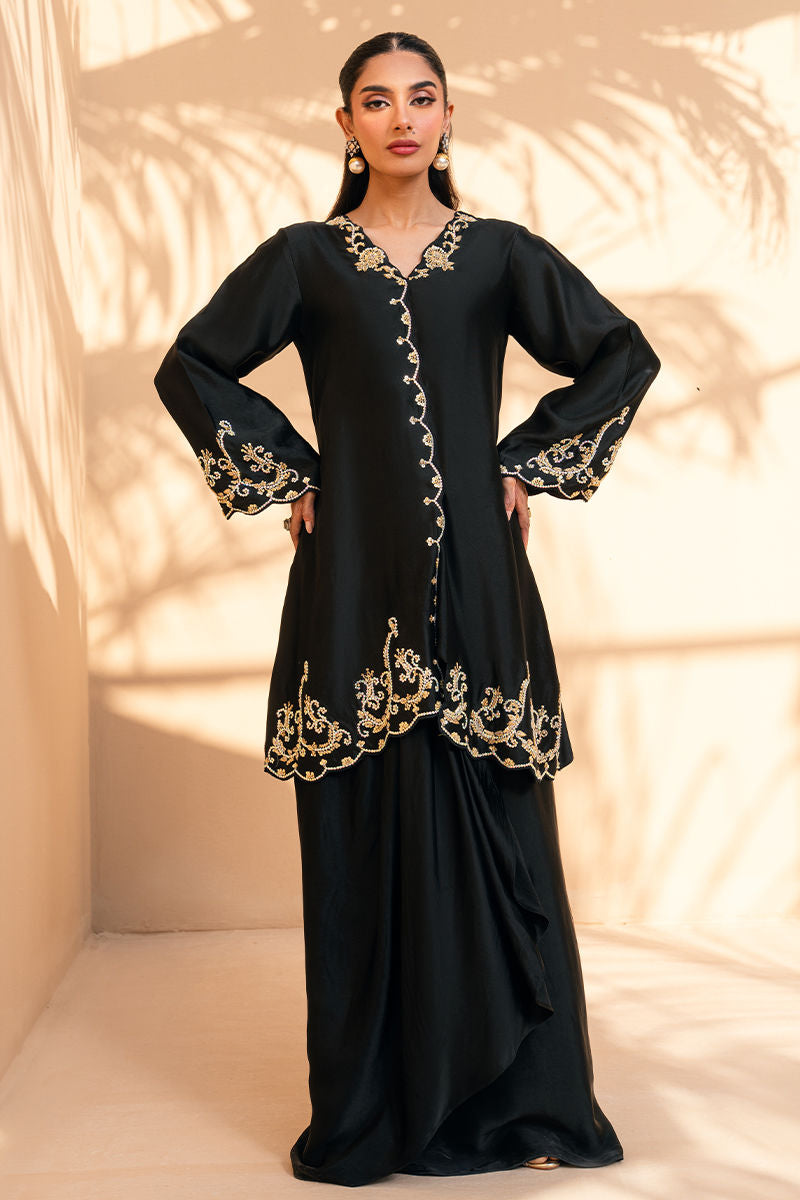 Fatima Khan | Flore Eid Luxe 26 | Noir Petale by Fatima Khan - Designer Dress  - Type : Ladies Clothes - Available at Libayah - 100% Original 