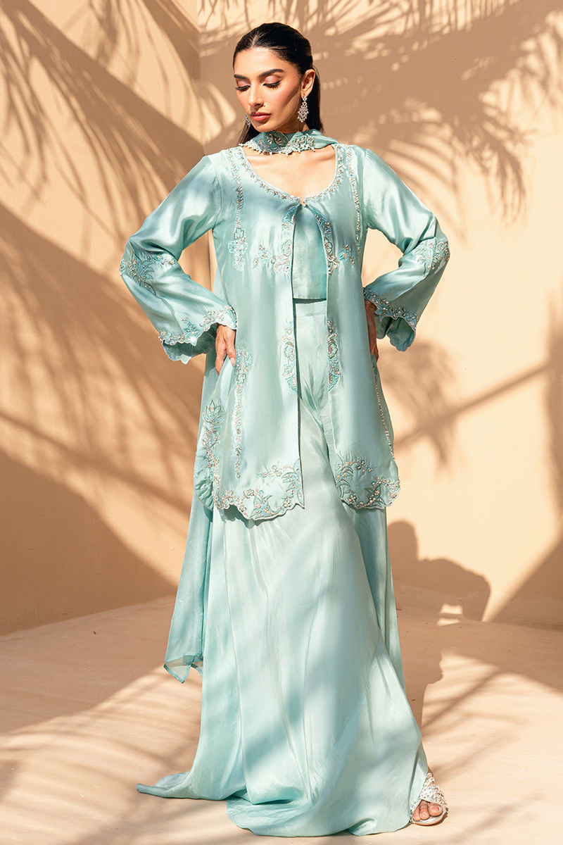 Fatima Khan | Flore Eid Luxe 26 | Aqua Fern by Fatima Khan - Designer Dress  - Type : Ladies Clothes - Available at Libayah - 100% Original 