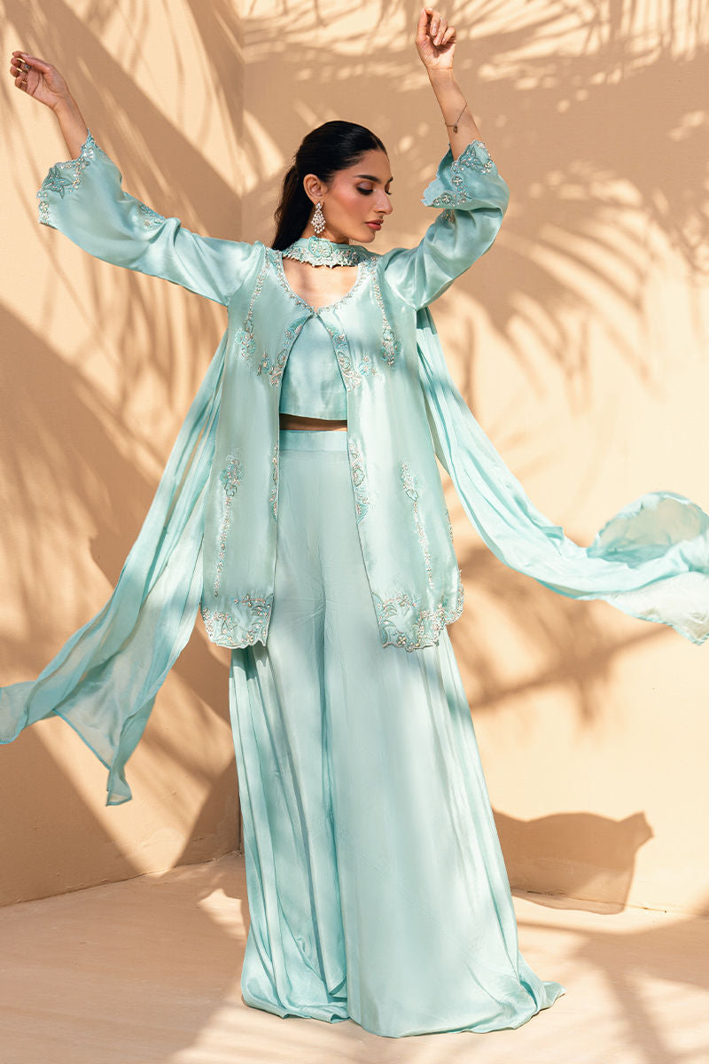 Fatima Khan | Flore Eid Luxe 26 | Aqua Fern by Fatima Khan - Designer Dress  - Type : Ladies Clothes - Available at Libayah - 100% Original 