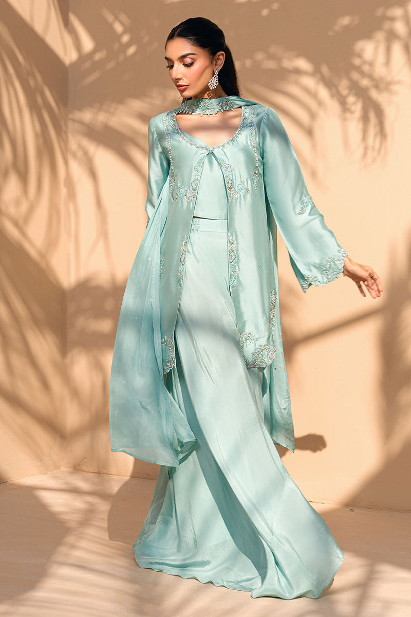 Fatima Khan | Flore Eid Luxe 26 | Aqua Fern by Fatima Khan - Designer Dress  - Type : Ladies Clothes - Available at Libayah - 100% Original 