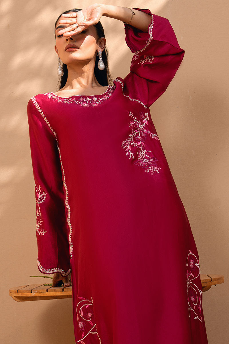 Fatima Khan | Flore Eid Luxe 26 | Crimson Blossom by Fatima Khan - Designer Dress  - Type : Ladies Clothes - Available at Libayah - 100% Original 