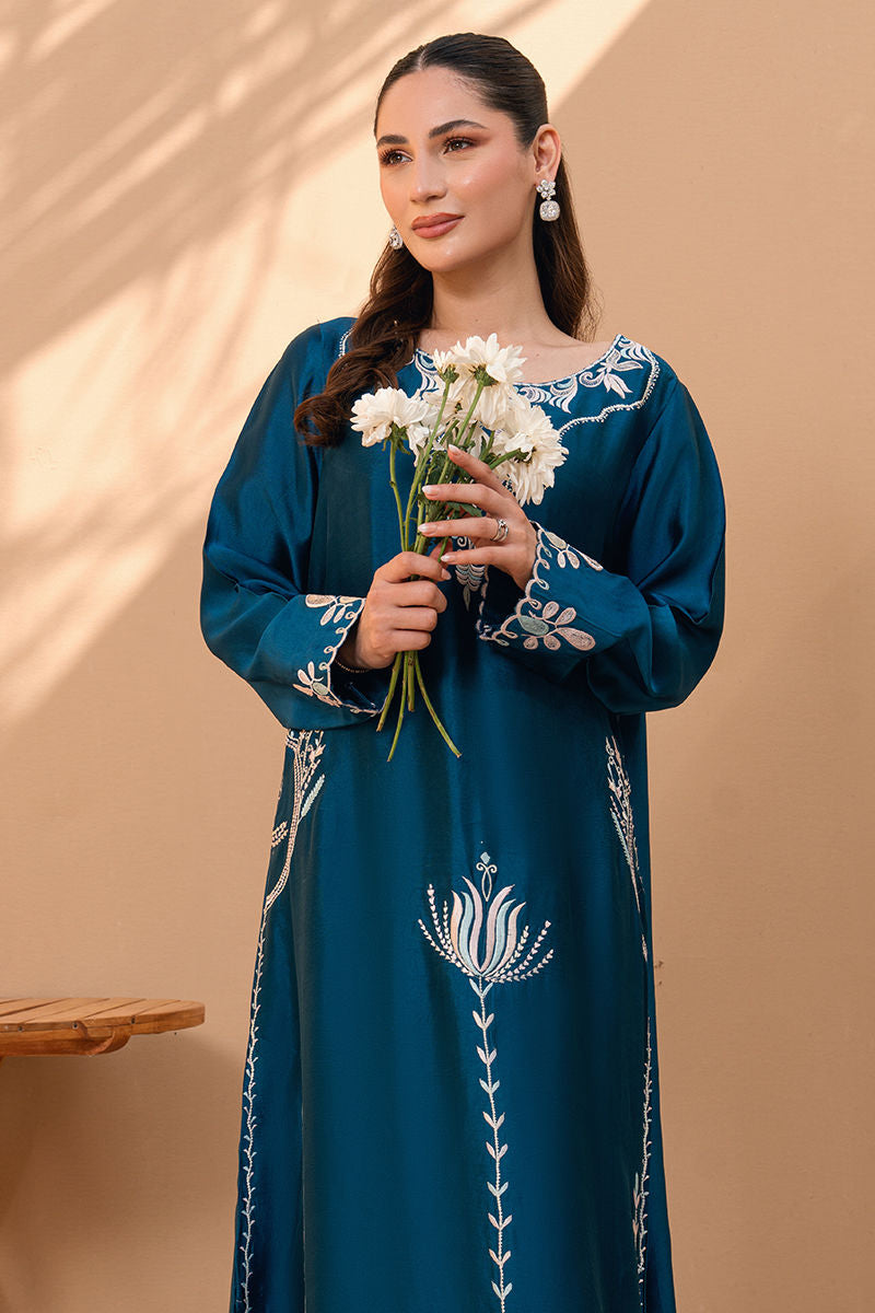 Fatima Khan | Flore Eid Luxe 26 | Deep Teal Bloom by Fatima Khan - Designer Dress  - Type : Ladies Clothes - Available at Libayah - 100% Original 