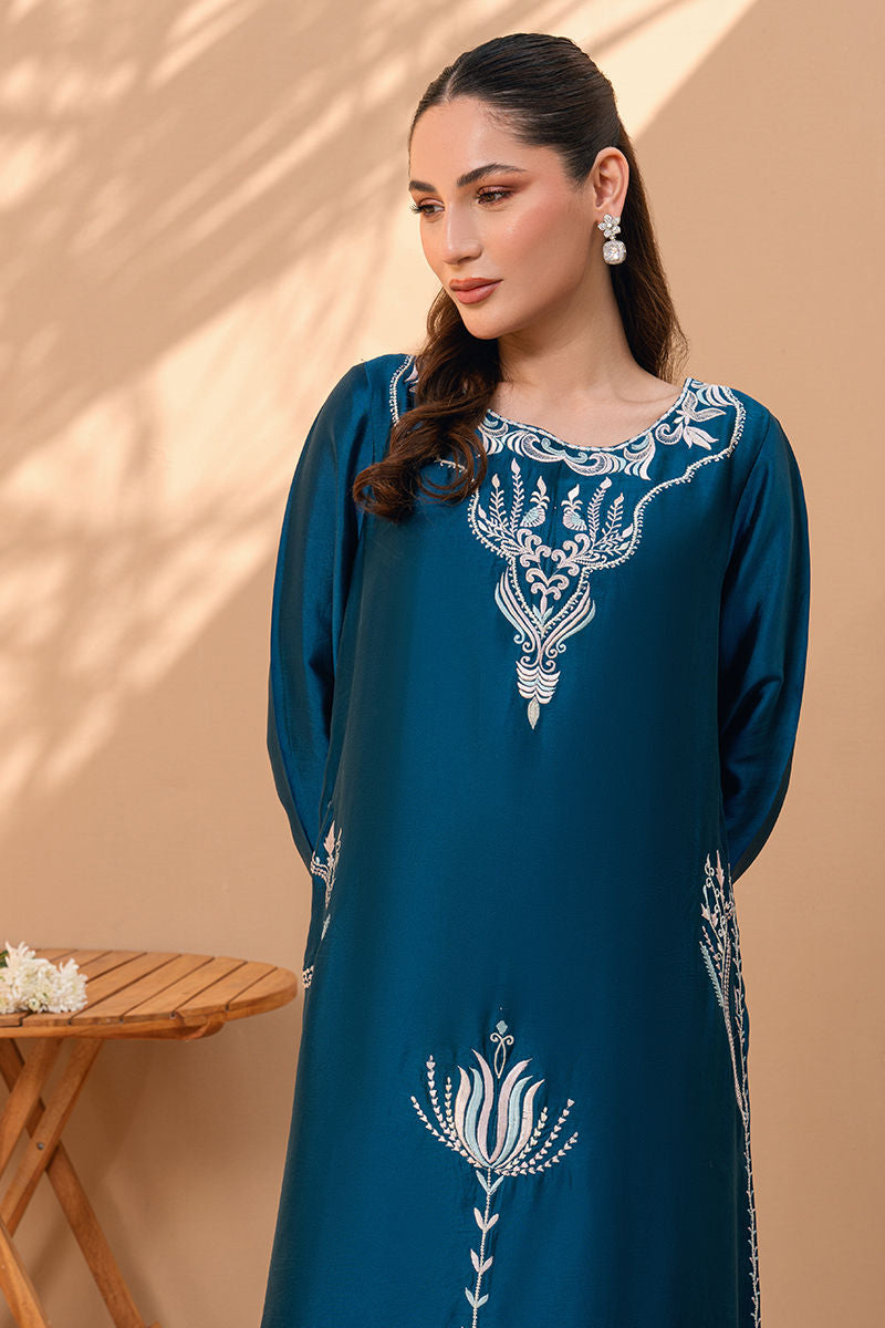 Fatima Khan | Flore Eid Luxe 26 | Deep Teal Bloom by Fatima Khan - Designer Dress  - Type : Ladies Clothes - Available at Libayah - 100% Original 