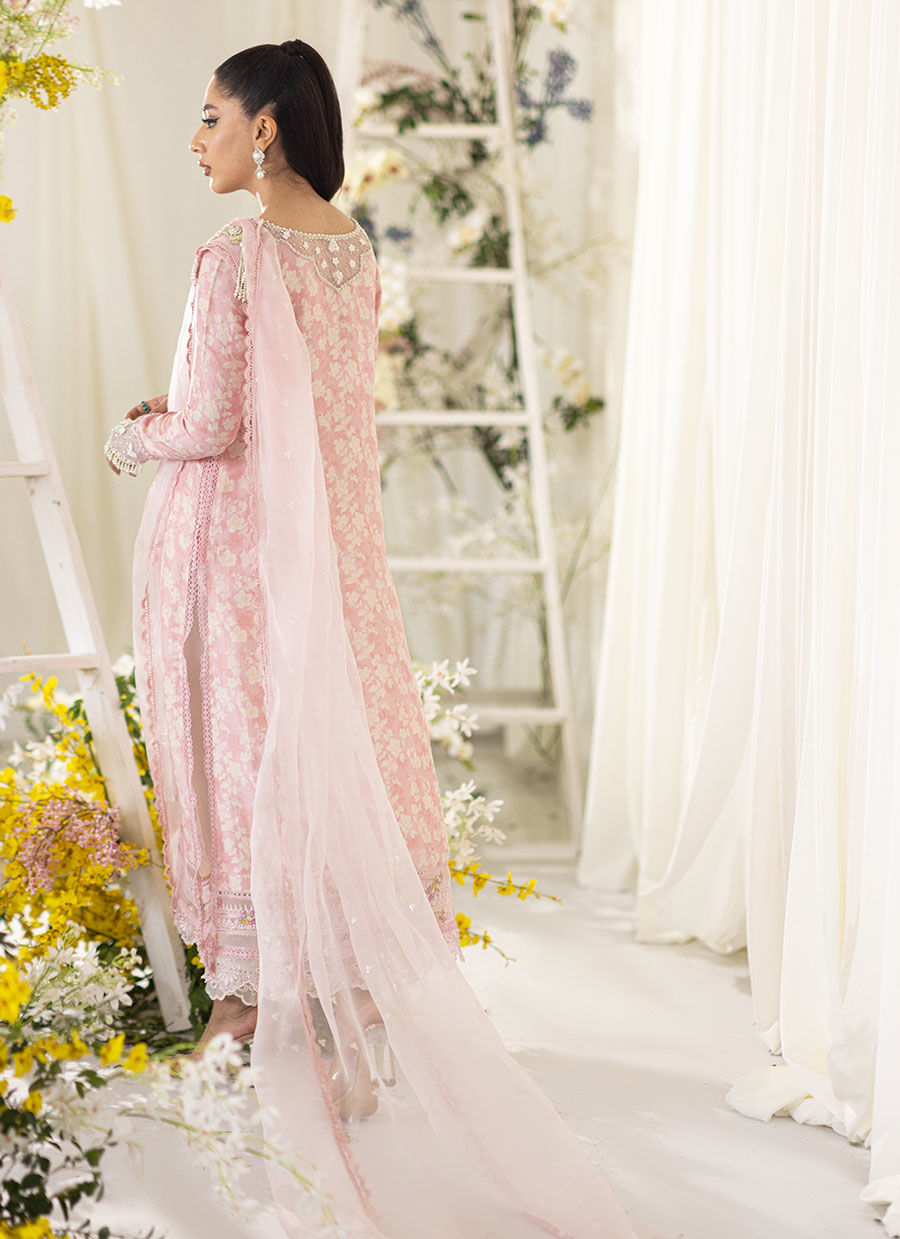 Farah Talib Aziz | Designer Picks 24 | OLEA BLUSH SILK SHIRT AND PRE-DRAPED DUPATTA by Farah Talib Aziz - Designer Dress - Type: Ladies Clothes - Available at Libayah - 100% Original