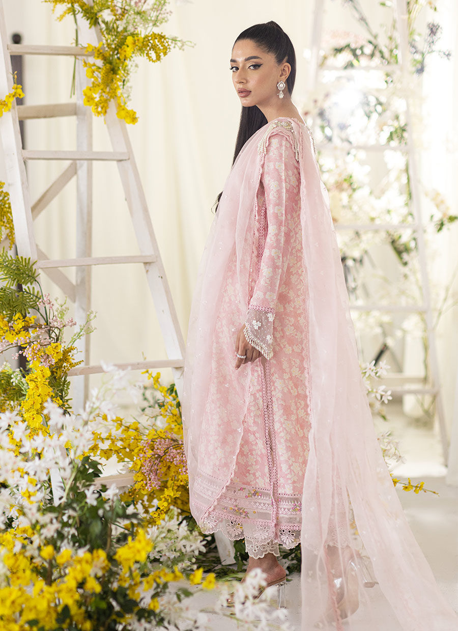 Farah Talib Aziz | Designer Picks 24 | OLEA BLUSH SILK SHIRT AND PRE-DRAPED DUPATTA by Farah Talib Aziz - Designer Dress - Type: Ladies Clothes - Available at Libayah - 100% Original