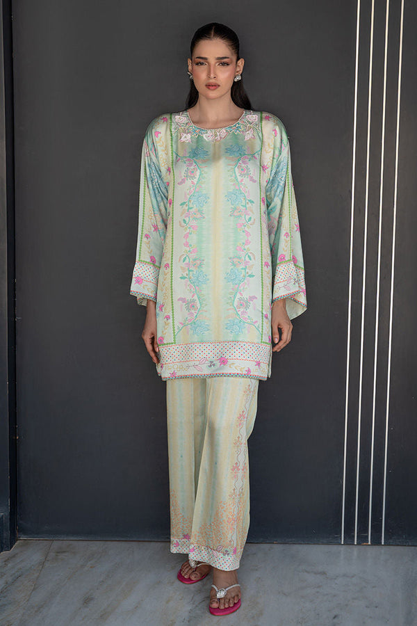 Fatima Khan | Layan Printed Eid Edit | Breezy Mint - Coord Set by Fatima Khan - Designer Dress  - Type : Ladies Clothes - Available at Libayah - 100% Original 
