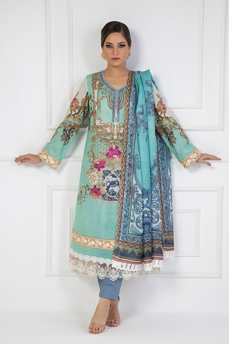 Shamaeel Ansari | Bagh e Bahar Lawn | Gulnaar Ferozi by Shamaeel Ansari - Designer Dress  - Type : Ladies Clothes - Available at Libayah - 100% Original 