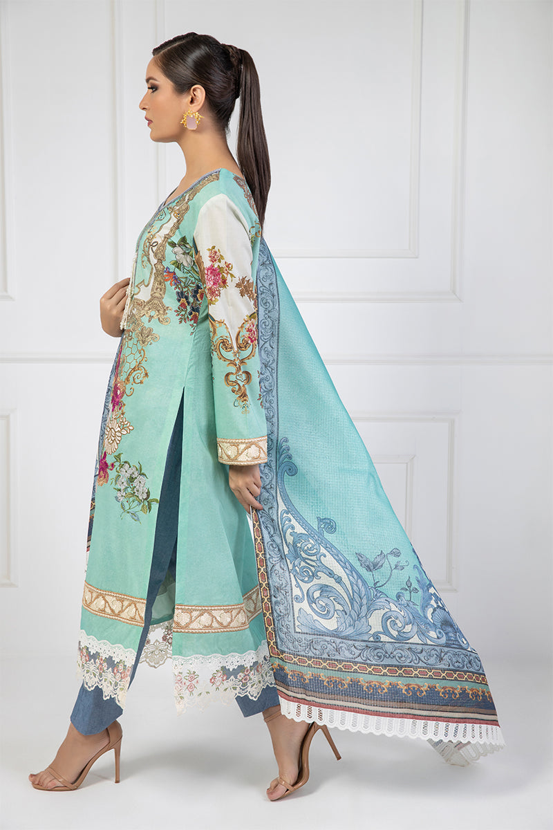 Shamaeel Ansari | Bagh e Bahar Lawn | Gulnaar Ferozi by Shamaeel Ansari - Designer Dress  - Type : Ladies Clothes - Available at Libayah - 100% Original 