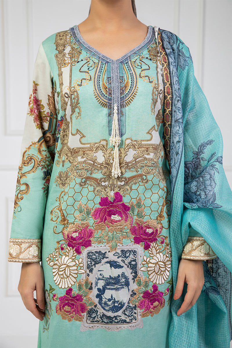Shamaeel Ansari | Bagh e Bahar Lawn | Gulnaar Ferozi by Shamaeel Ansari - Designer Dress  - Type : Ladies Clothes - Available at Libayah - 100% Original 