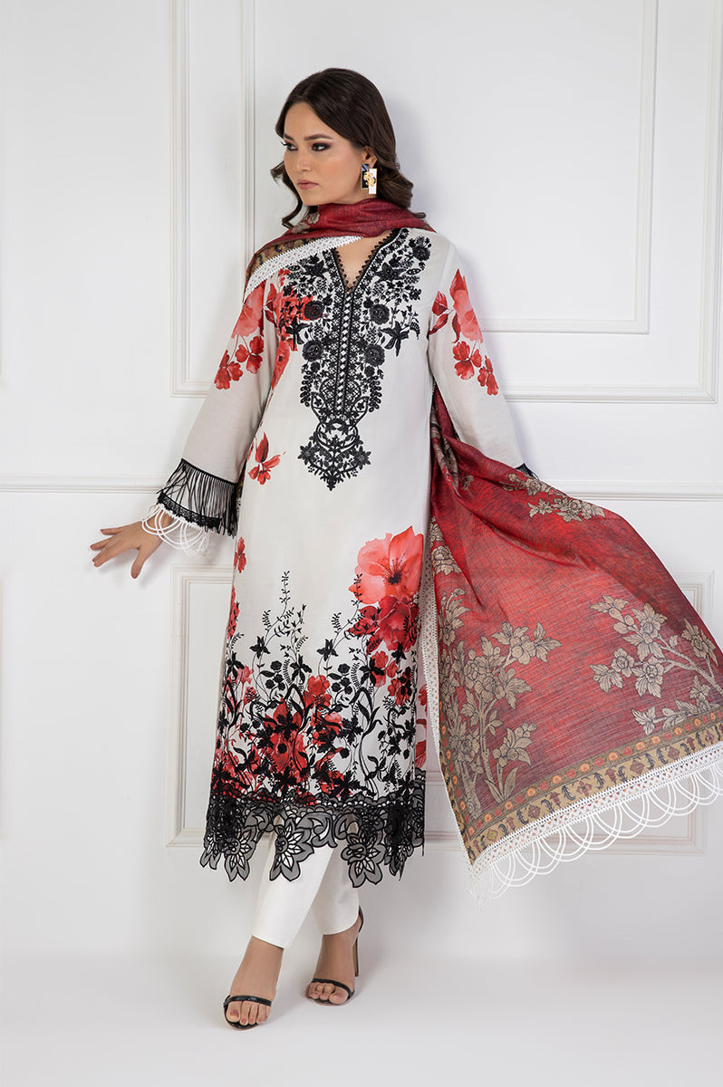 Shamaeel Ansari | Bagh e Bahar Lawn | Surkh Bahar by Shamaeel Ansari - Designer Dress  - Type : Ladies Clothes - Available at Libayah - 100% Original 
