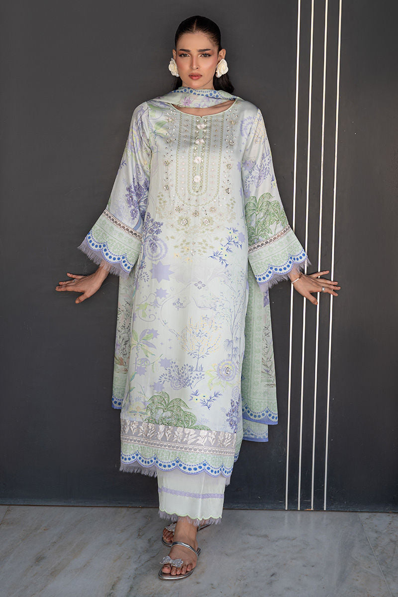 Fatima Khan | Layan Printed Eid Edit | Mint Riverie by Fatima Khan - Designer Dress  - Type : Ladies Clothes - Available at Libayah - 100% Original 