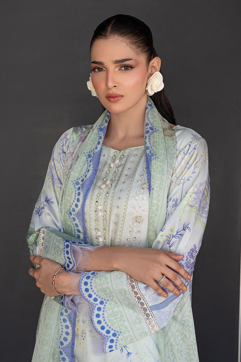 Fatima Khan | Layan Printed Eid Edit | Mint Riverie by Fatima Khan - Designer Dress  - Type : Ladies Clothes - Available at Libayah - 100% Original 